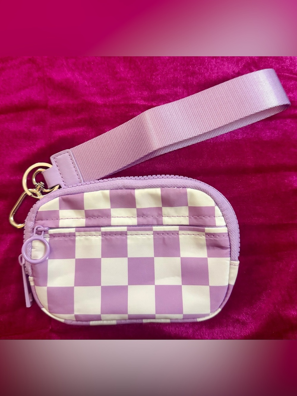 Lavender Checkerboard Wristlet